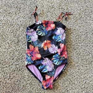 Justice Girls Tropical Floral Colorful One Piece Swimsuit Size Small 7/8 Beach